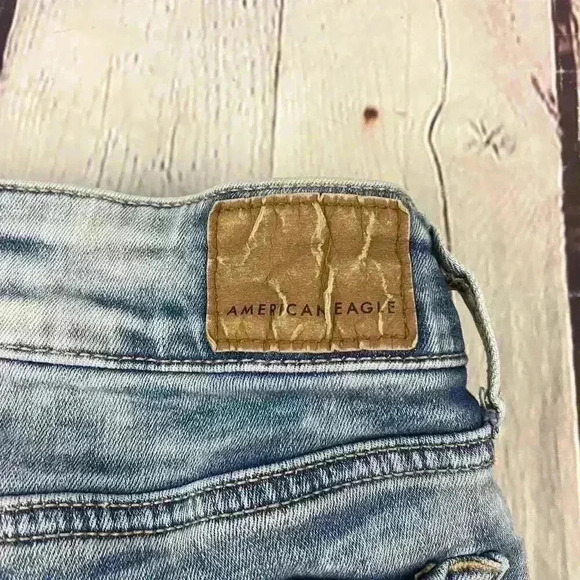 Blue Stretchy Denim Cut Off Shorts Distressed Sz 0 Next Level American Eagle - Picture 6 of 10